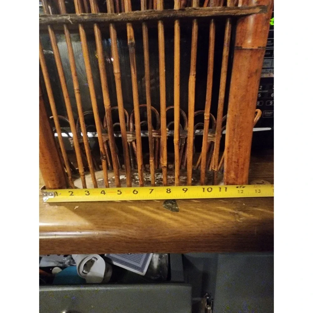Vintage Large Bamboo Wall Hanging Rack Shelf, Rare Magazine Rack MCM‎ 1960s
